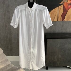 Wilfred White linen blend Casual Button Down oversized Shirt dress 2XS